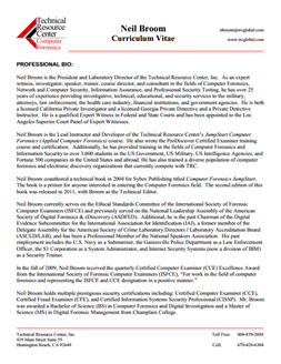 CV for Neil Broom Expert Witness in Computer Forensics Investigations in North Dakota